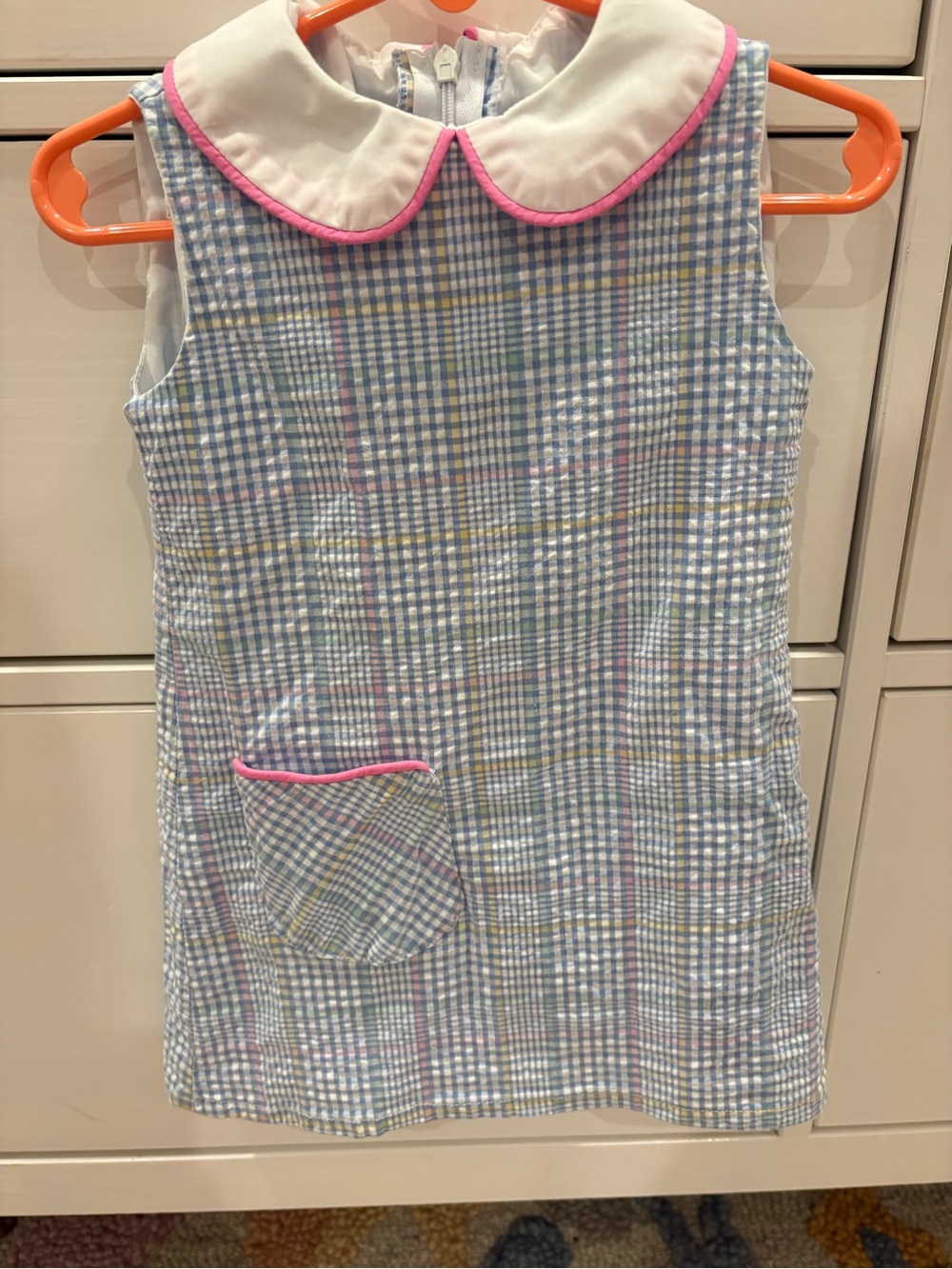 Girls' Pastel Gingham Peter Pan Collar Dress
